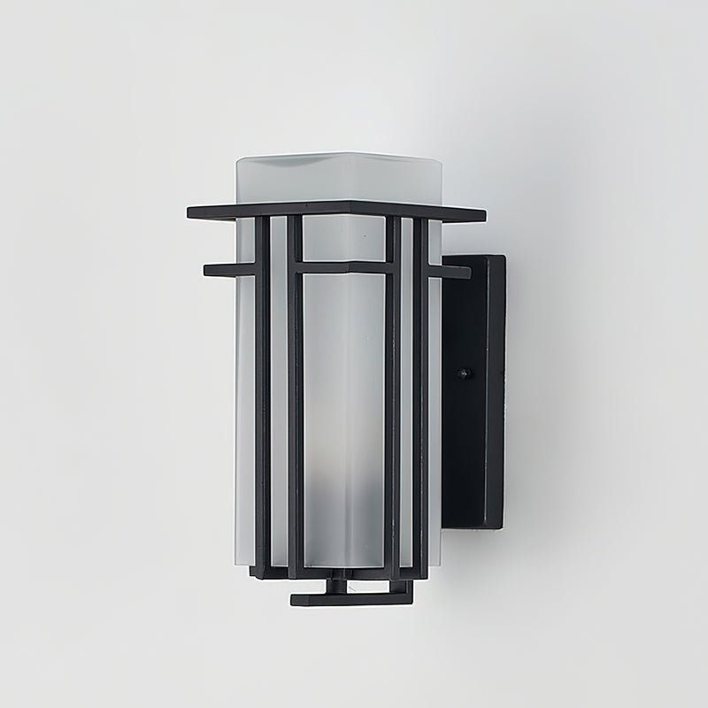 Outdoor Wall Lamp Art Deco Lantern Style with Frosted Glass Shade