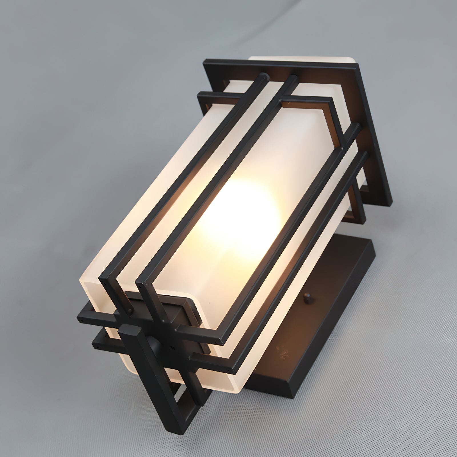 Outdoor Wall Lamp Art Deco Lantern Style with Frosted Glass Shade