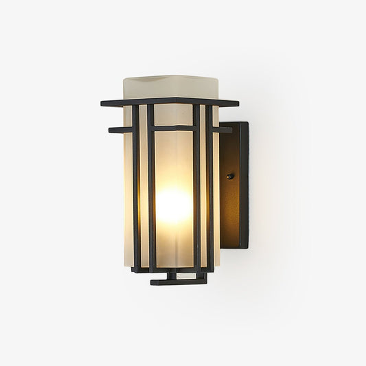 Outdoor Wall Lamp Art Deco Lantern Style with Frosted Glass Shade