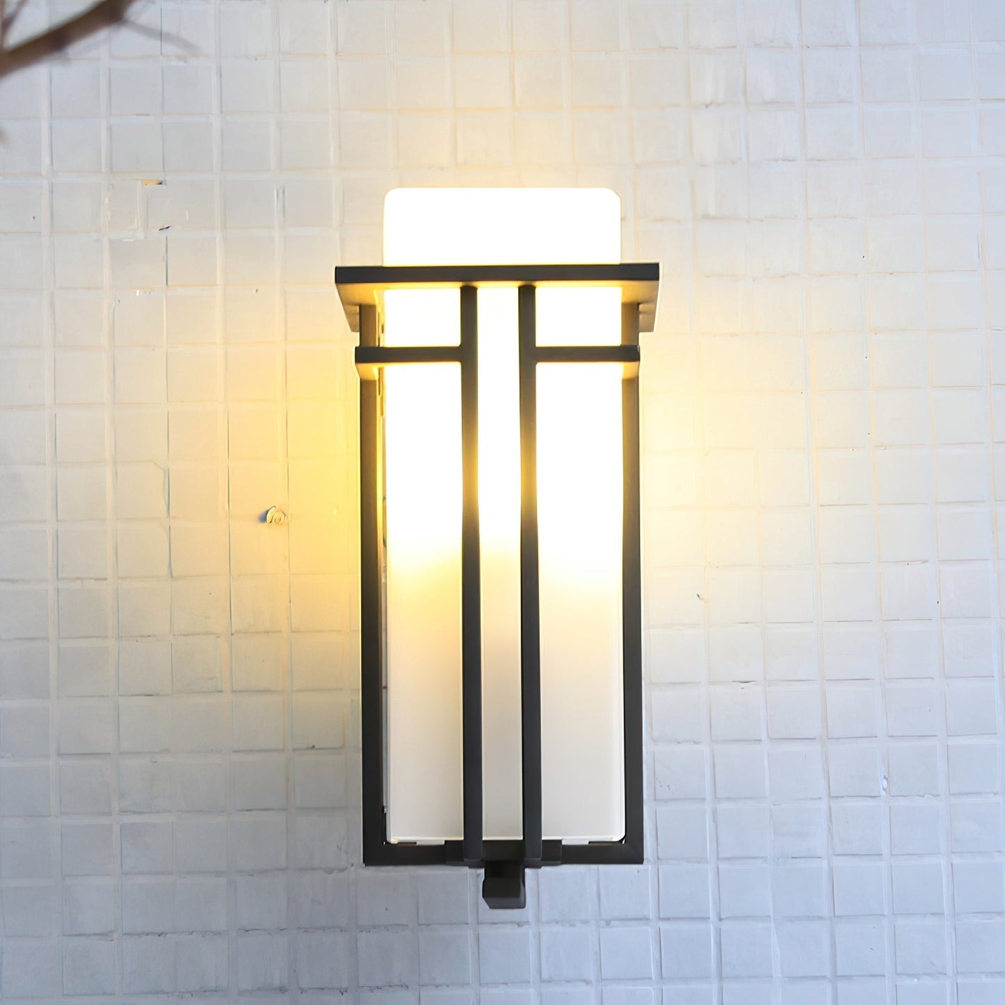 Outdoor Wall Lamp Art Deco Lantern Style with Frosted Glass Shade