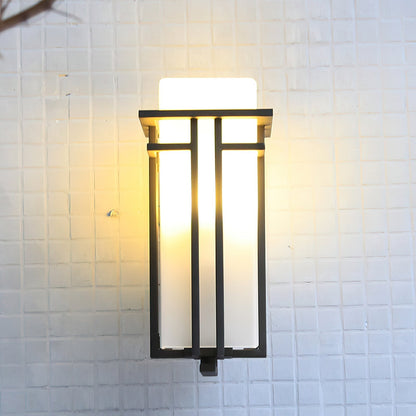 Outdoor Wall Lamp Art Deco Lantern Style with Frosted Glass Shade