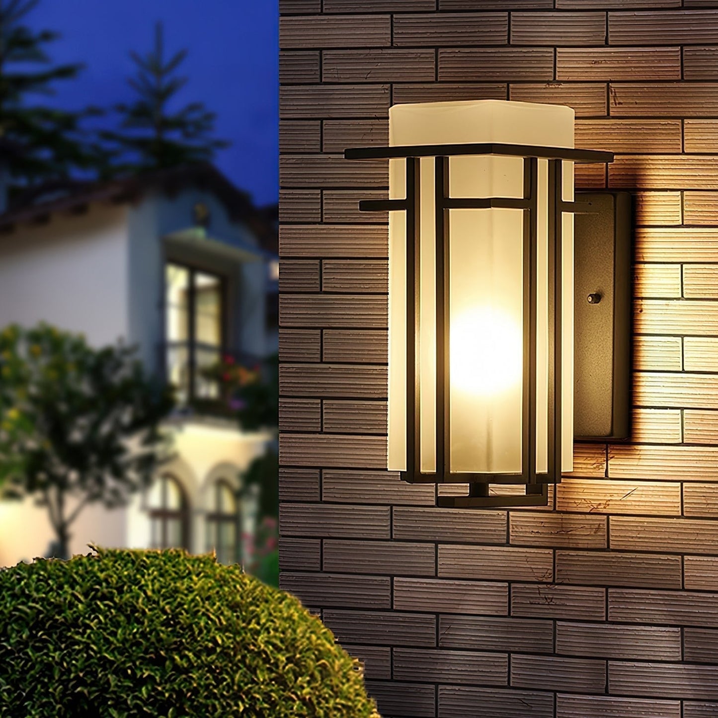 Outdoor Wall Lamp Art Deco Lantern Style with Frosted Glass Shade