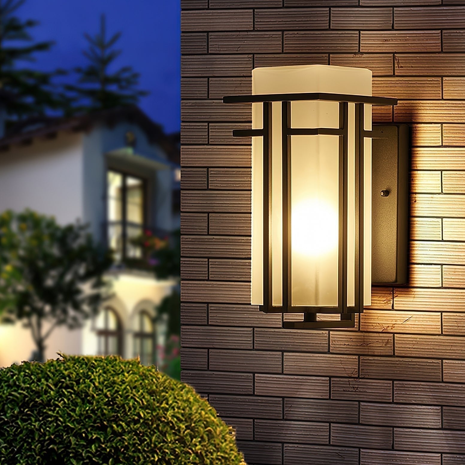 Outdoor Wall Lamp Art Deco Lantern Style with Frosted Glass Shade