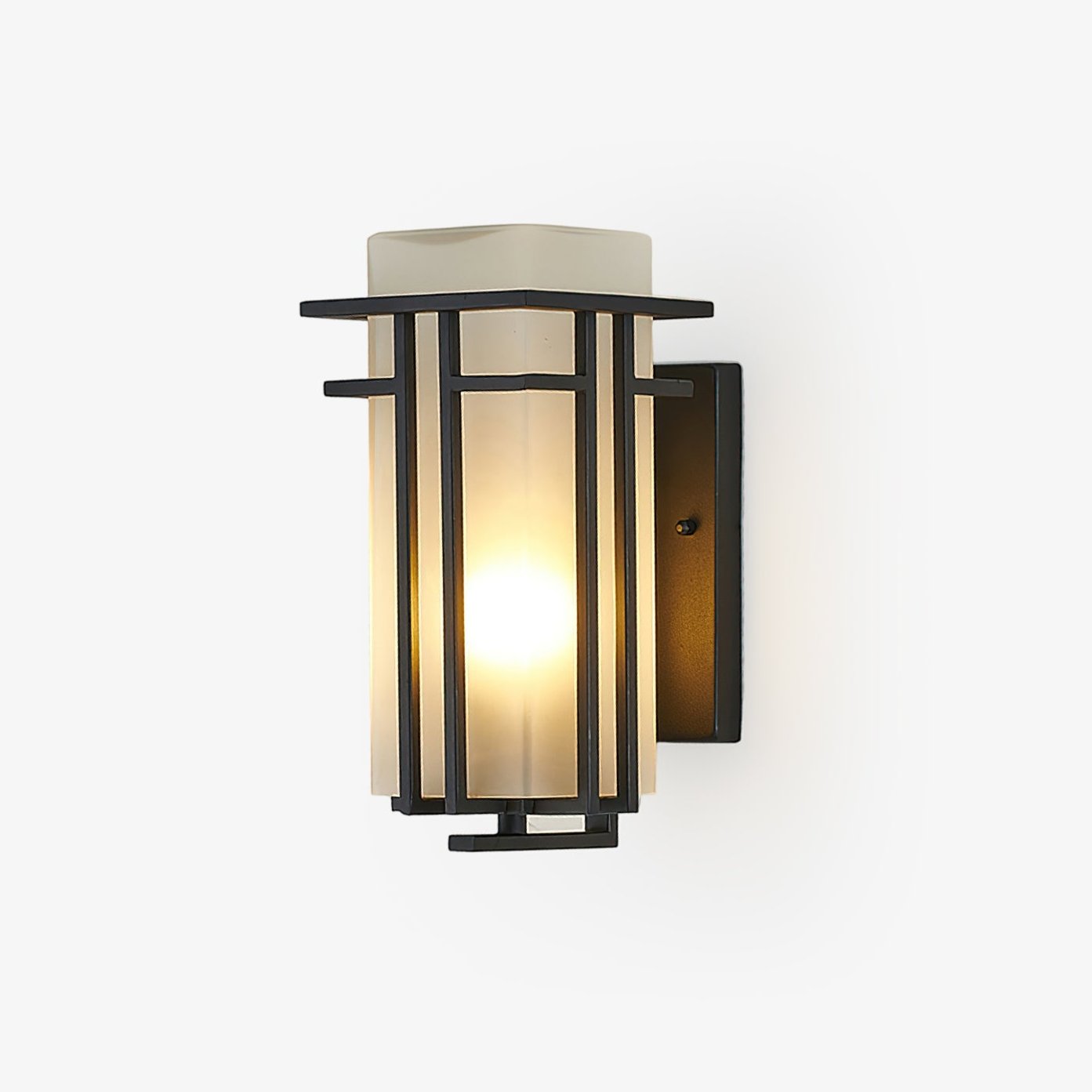 Outdoor Wall Lamp Art Deco Lantern Style with Frosted Glass Shade