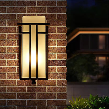 Outdoor Wall Lamp Art Deco Lantern Style with Frosted Glass Shade