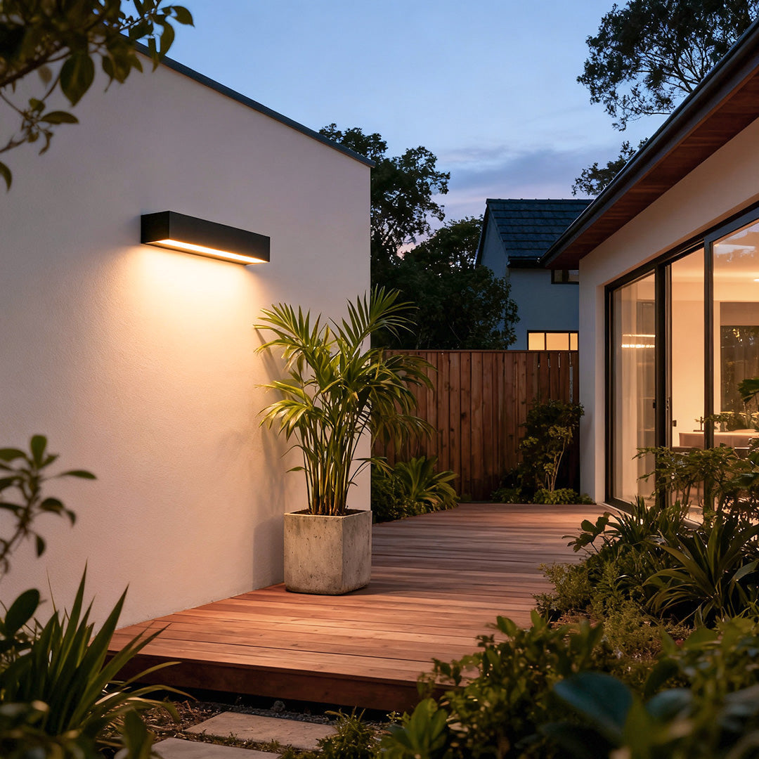 Outdoor Wall Lamp Modern Minimalist LED with Linear Light Strip for Facade and Patio