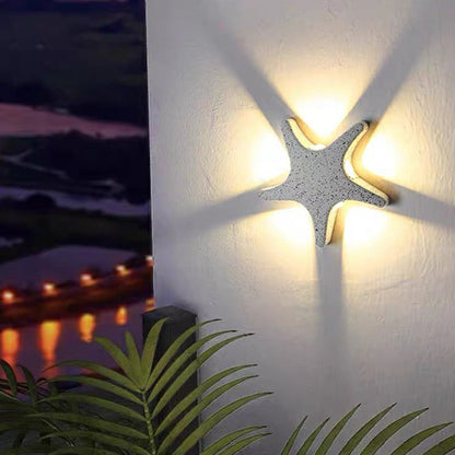 Outdoor Wall Lamp Modern Starfish Shape with Integrated LED for Patio and Garden