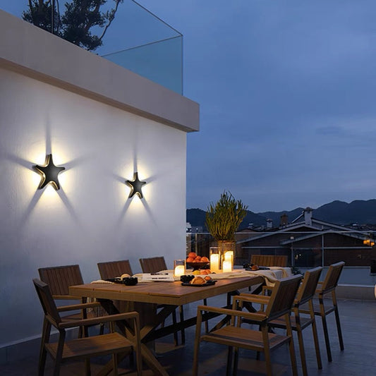 Outdoor Wall Lamp Modern Starfish Shape with Integrated LED for Patio and Garden
