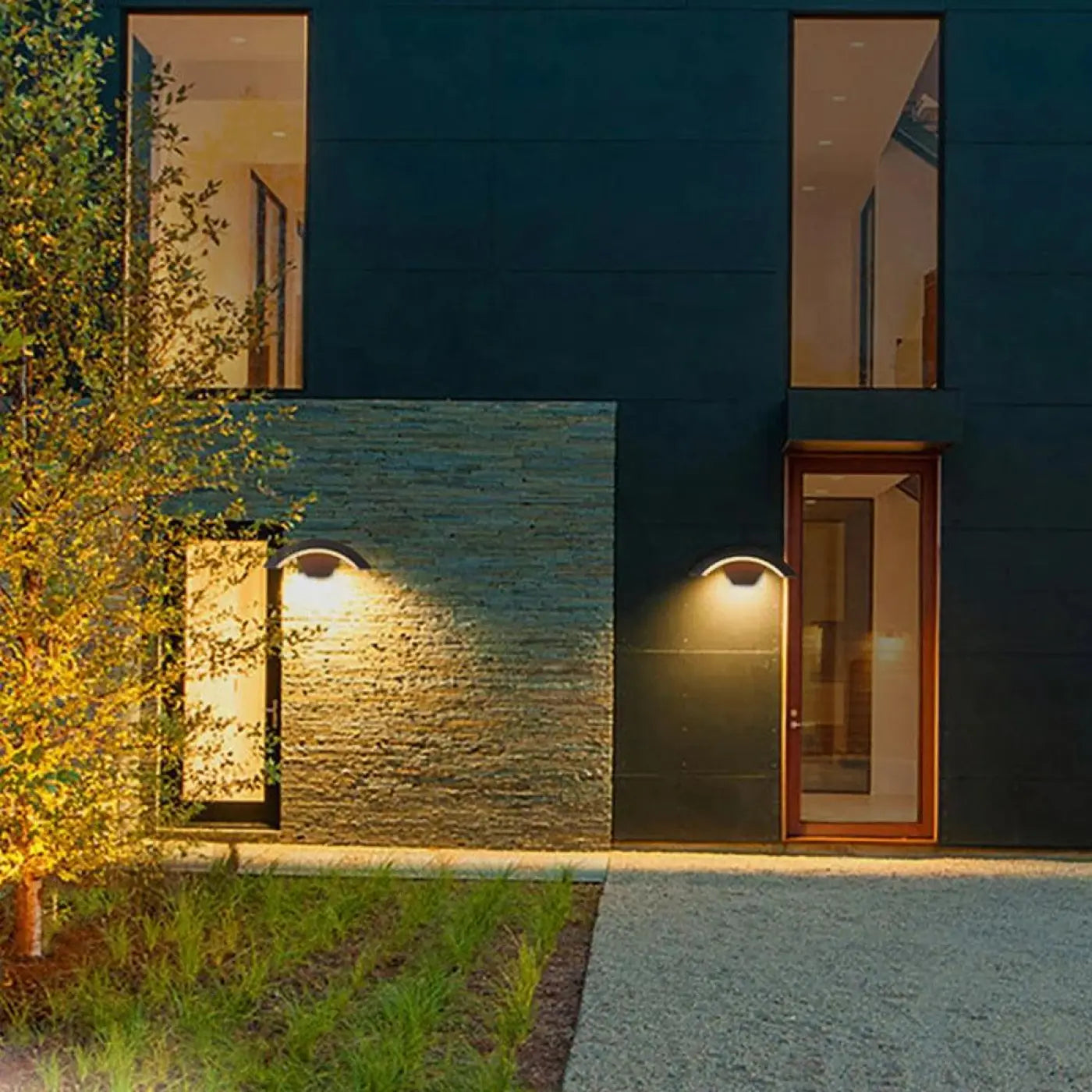 Outdoor Wall Lamp Modern with Arch LED Design for Exterior Use