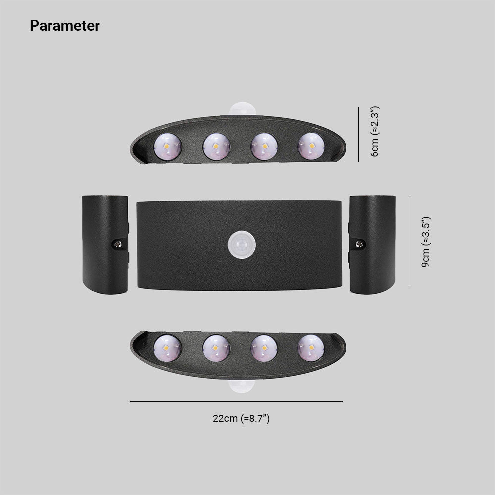 Outdoor Wall Lamp Modern with Motion Sensor and Up Down LED Light