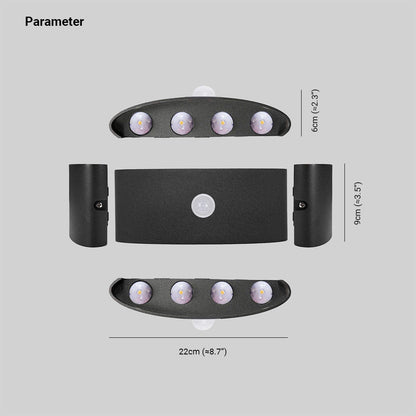 Outdoor Wall Lamp Modern with Motion Sensor and Up Down LED Light