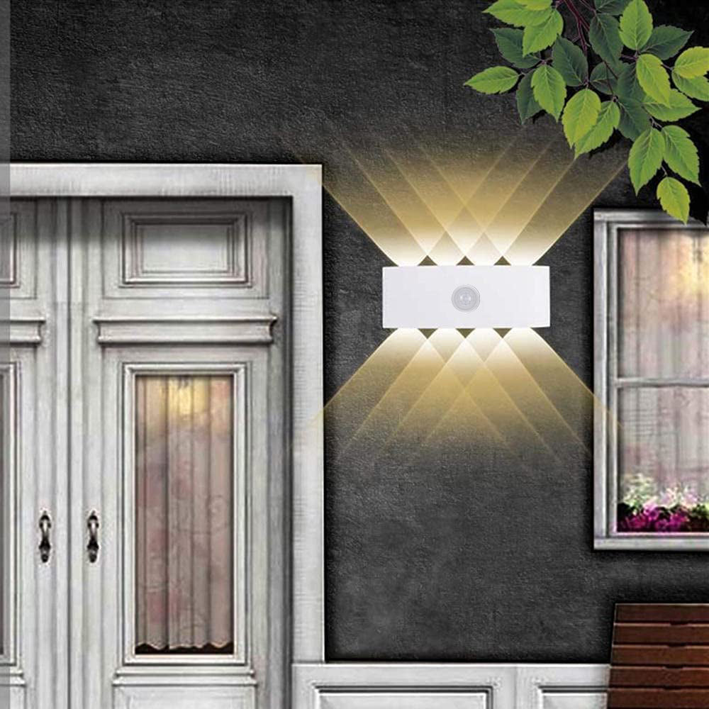Outdoor Wall Lamp Modern with Motion Sensor and Up Down LED Light