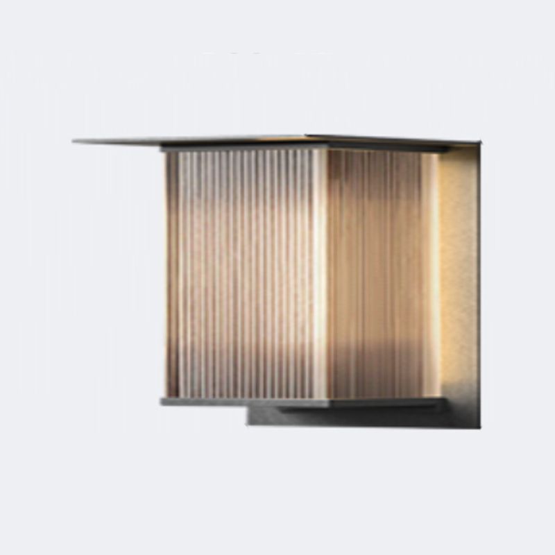 Outdoor Wall Lamp Modern with Ribbed Acrylic Panel for Patio and Facade