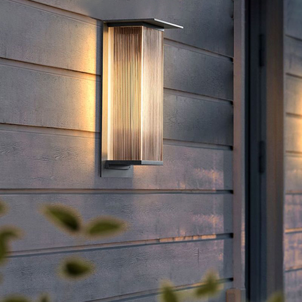 Outdoor Wall Lamp Modern with Ribbed Acrylic Panel for Patio and Facade
