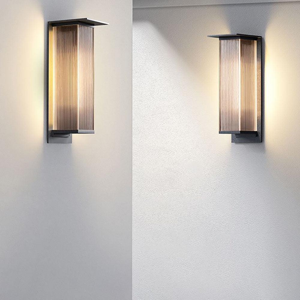 Outdoor Wall Lamp Modern with Ribbed Acrylic Panel for Patio and Facade