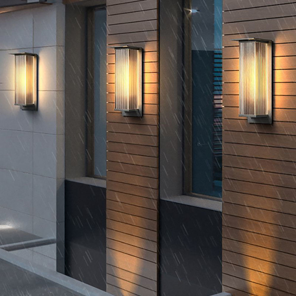 Outdoor Wall Lamp Modern with Ribbed Acrylic Panel for Patio and Facade