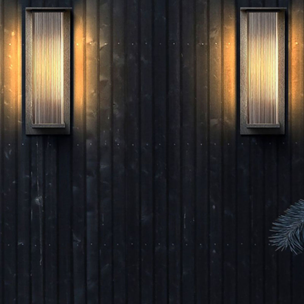 Outdoor Wall Lamp Modern with Ribbed Acrylic Panel for Patio and Facade