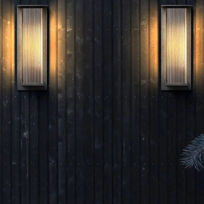 Outdoor Wall Lamp Modern with Ribbed Acrylic Shade for Patio and Entrance