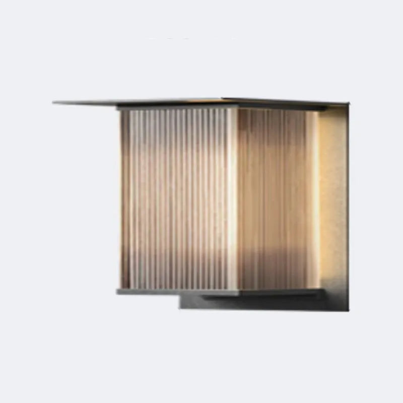 Outdoor Wall Lamp Modern with Ribbed Acrylic Shade for Patio and Entrance