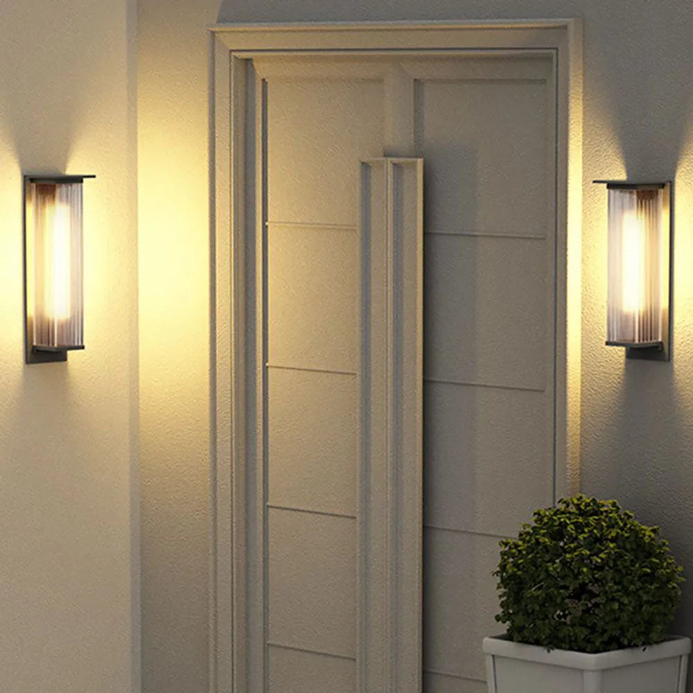 Outdoor Wall Lamp Modern with Ribbed Acrylic Shade for Patio and Entrance