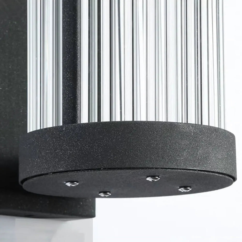 Outdoor Wall Lamp Modern with Ribbed Glass Tube Shade and IP65 Rating