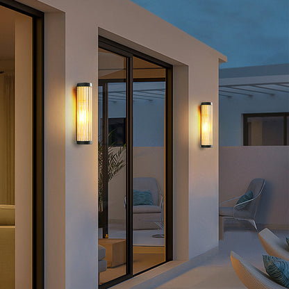 Outdoor Wall Lamp Modern with Ribbed Glass Tube Shade and IP65 Rating