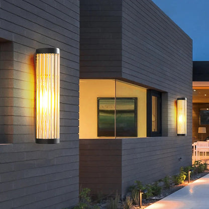 Outdoor Wall Lamp Modern with Ribbed Glass Tube Shade and IP65 Rating