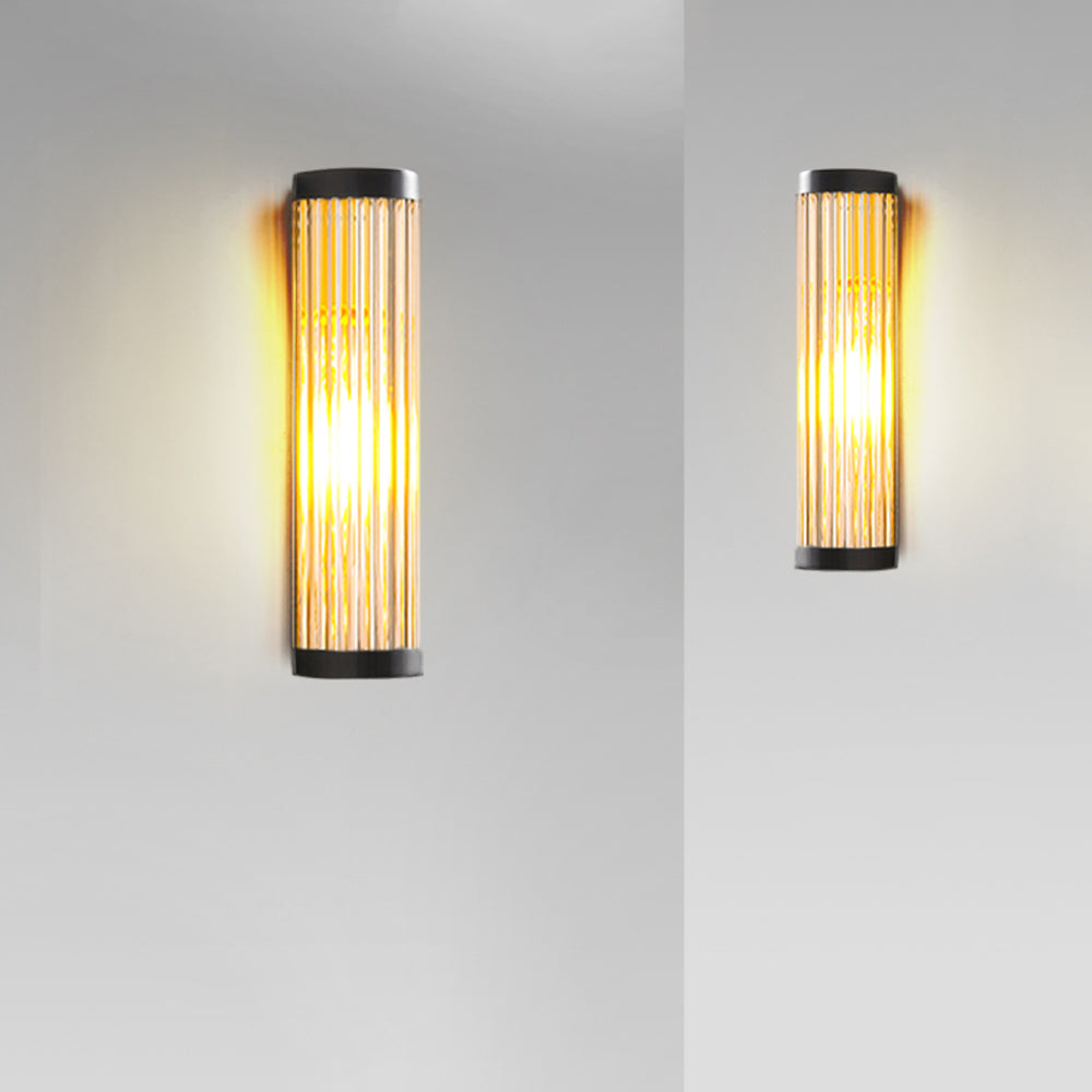 Outdoor Wall Lamp Modern with Ribbed Glass Tube Shade and IP65 Rating