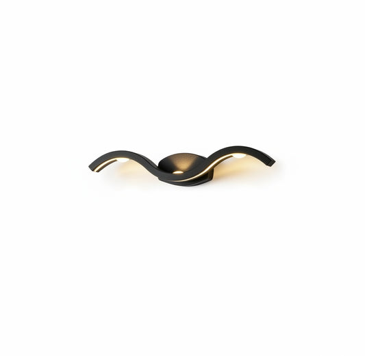 Outdoor Wall Lamp Modern with Wave Design and Bidirectional LED Lighting