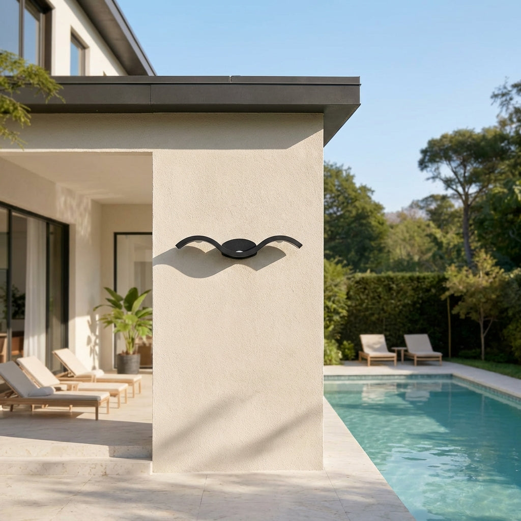 Outdoor Wall Lamp Modern with Wave Design and Bidirectional LED Lighting