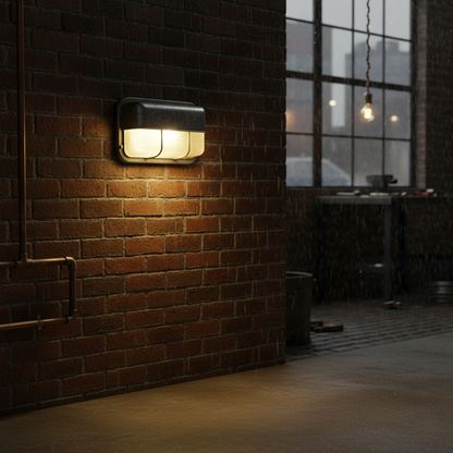Outdoor Wall Lamp Nautical Industrial Bulkhead with Opaque Glass Diffuser