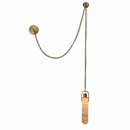 Pendant Lamp Art Deco with Alabaster Stone Shade and Decorative Chain