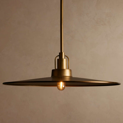 Pendant Lamp Art Deco with Disc Shade and Opal Glass Dome