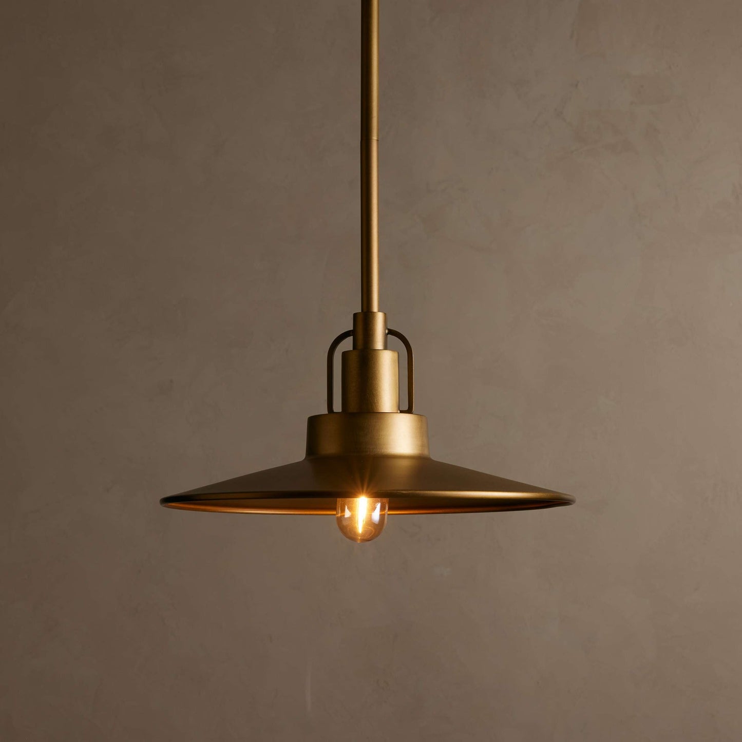 Pendant Lamp Art Deco with Disc Shade and Opal Glass Dome
