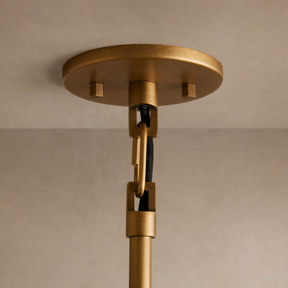 Pendant Lamp Art Deco with Disc Shade and Opal Glass Dome