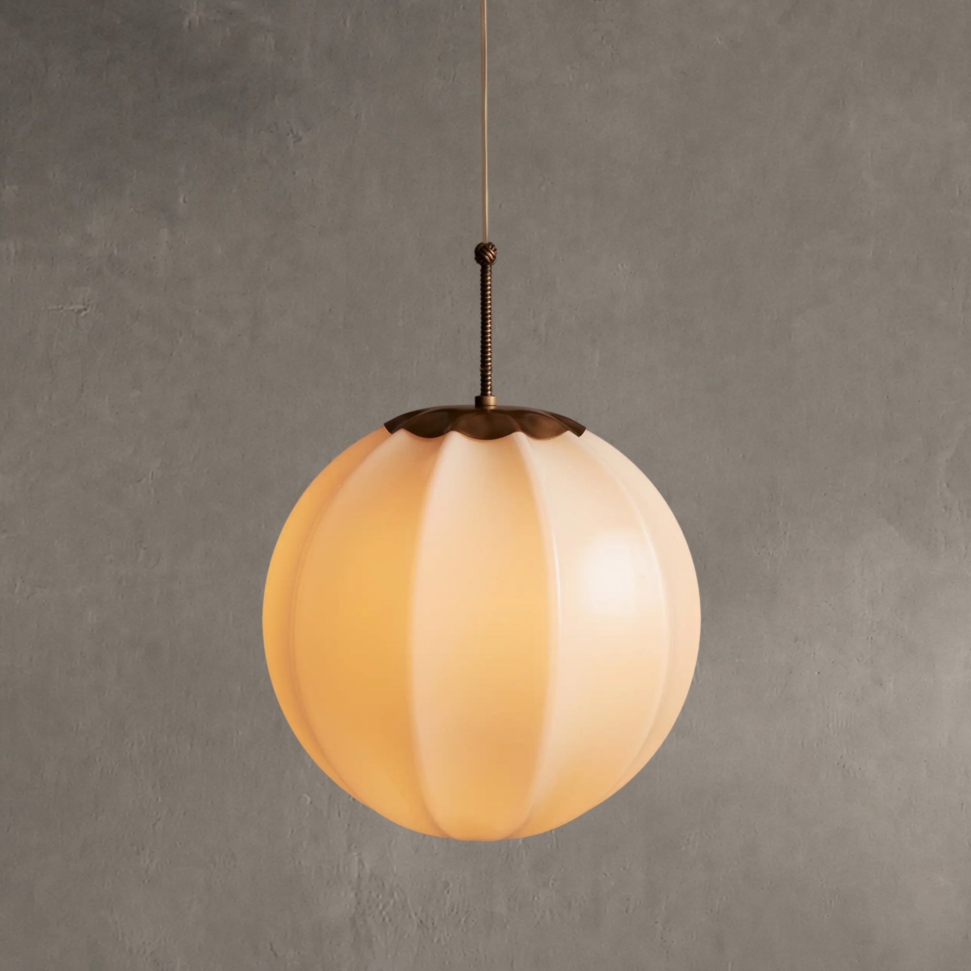 Pendant Lamp Art Deco with Paneled Globe Shade and Brass Finish
