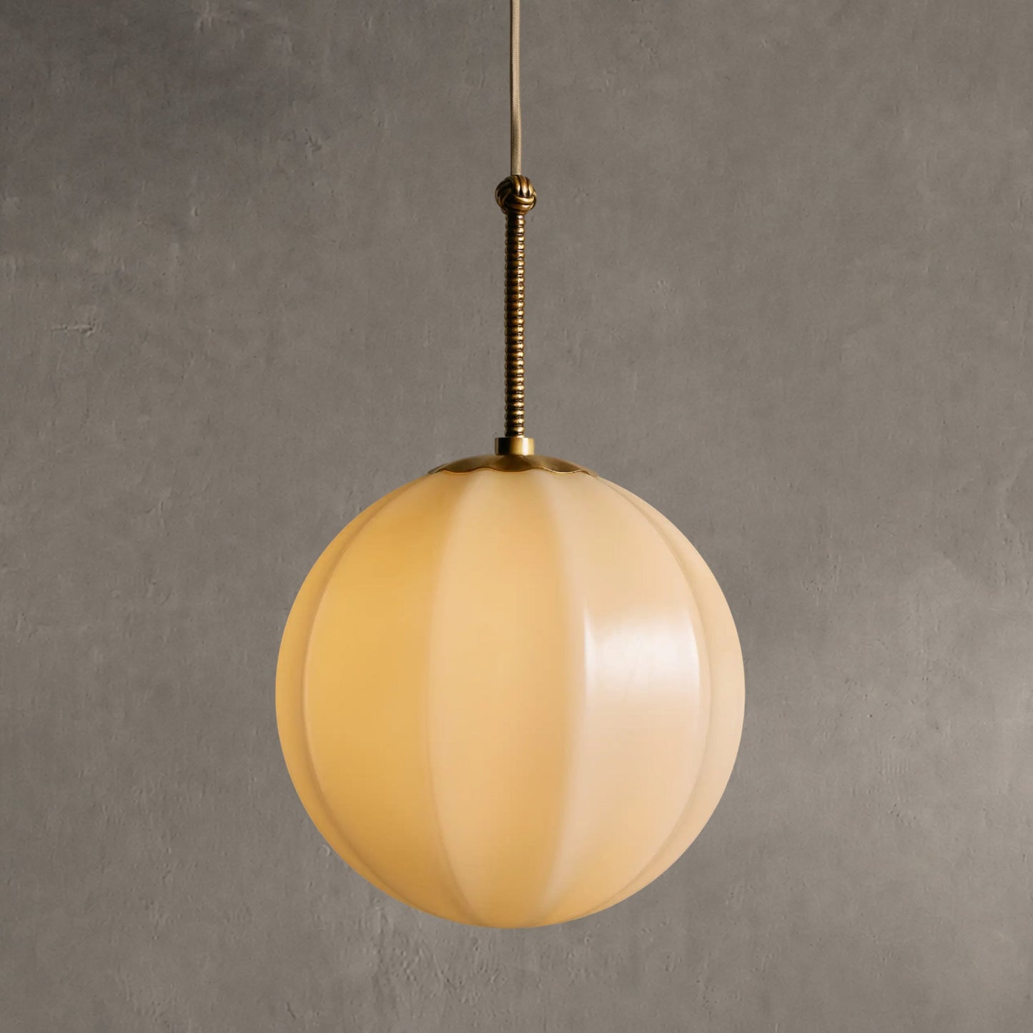 Pendant Lamp Art Deco with Paneled Globe Shade and Brass Finish