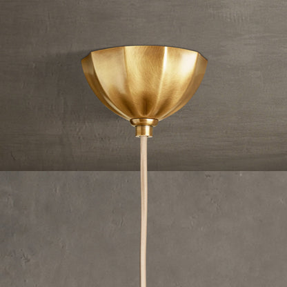 Pendant Lamp Art Deco with Paneled Globe Shade and Brass Finish