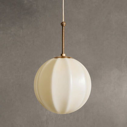 Pendant Lamp Art Deco with Paneled Globe Shade and Brass Finish
