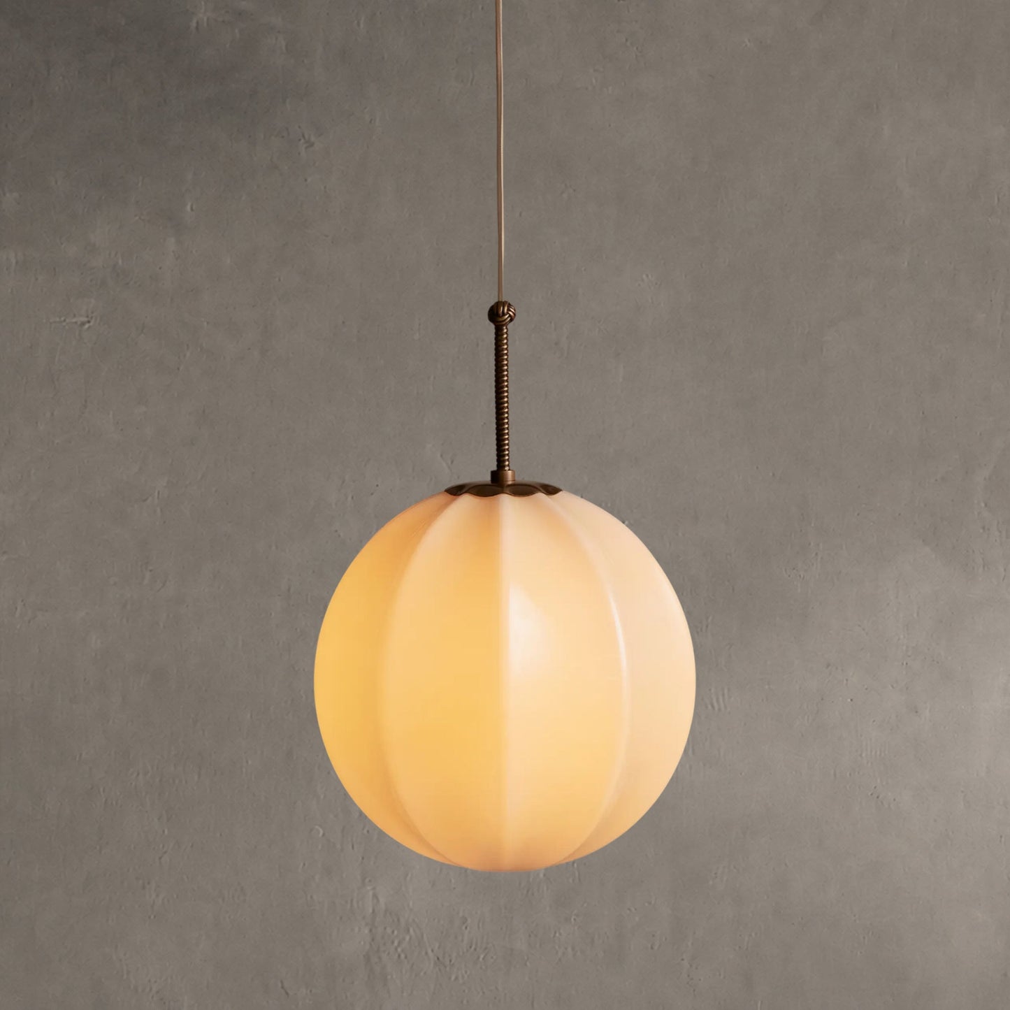 Pendant Lamp Art Deco with Paneled Globe Shade and Brass Finish