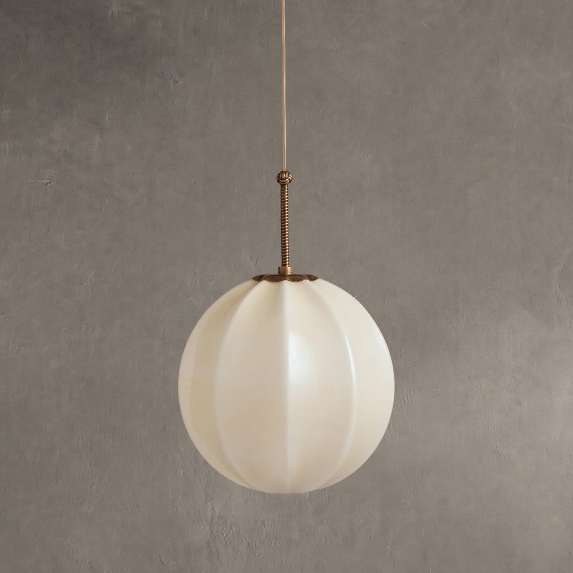 Pendant Lamp Art Deco with Paneled Globe Shade and Brass Finish