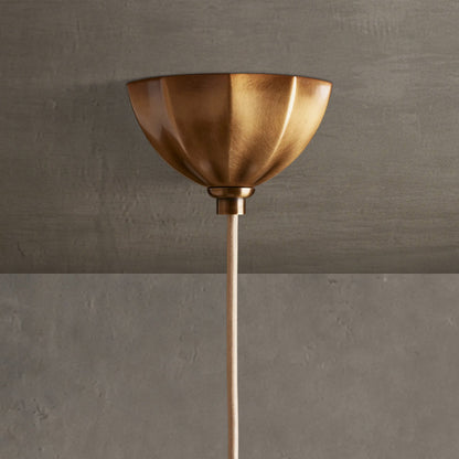 Pendant Lamp Art Deco with Paneled Globe Shade and Brass Finish