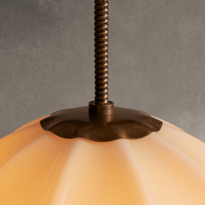 Pendant Lamp Art Deco with Paneled Globe Shade and Brass Finish