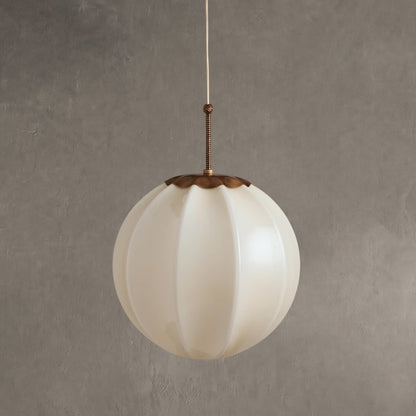 Pendant Lamp Art Deco with Paneled Globe Shade and Brass Finish