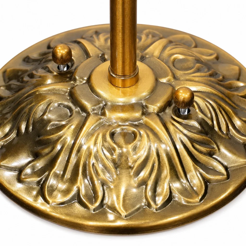 Pendant Lamp Art Deco with Scalloped Glass Shade and Ornate Brass Fitting
