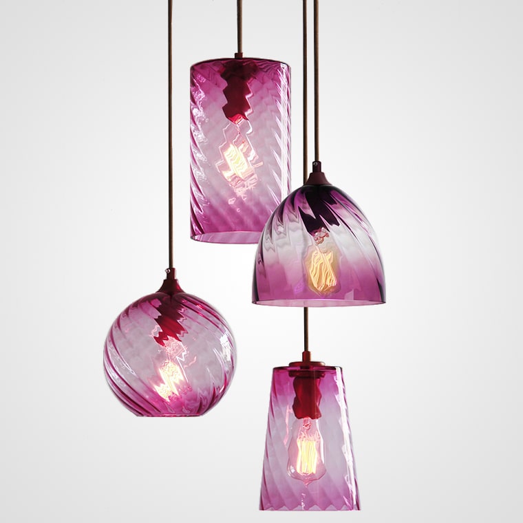 Pendant Lamp Art Deco with Twisted Ripple Glass Shade