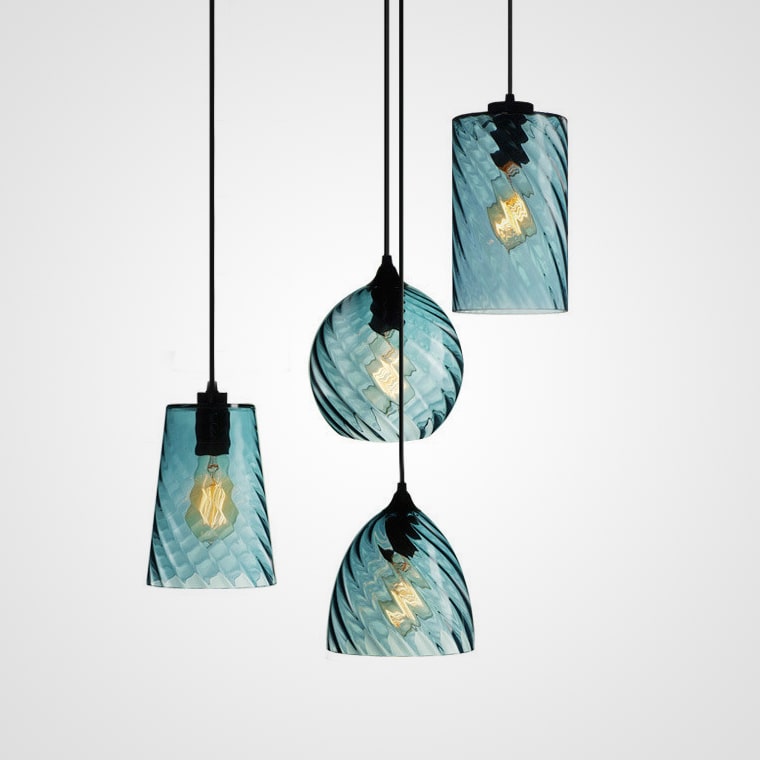 Pendant Lamp Art Deco with Twisted Ripple Glass Shade