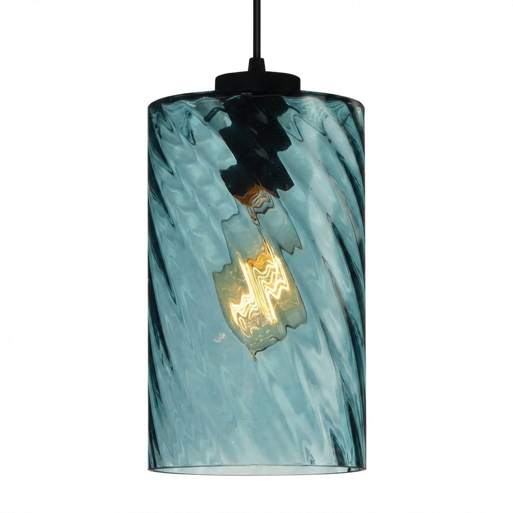 Pendant Lamp Art Deco with Twisted Ripple Glass Shade