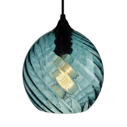 Pendant Lamp Art Deco with Twisted Ripple Glass Shade