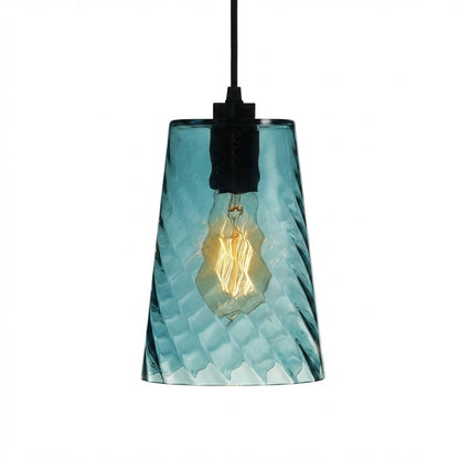 Pendant Lamp Art Deco with Twisted Ripple Glass Shade